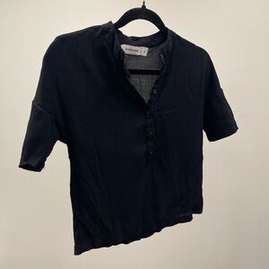 The Editors Market Black Sheer Cropped Shirt